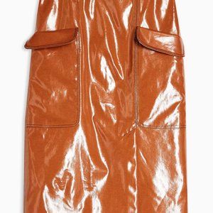 Topshop Faux Leather Burnt Orange Vinyl Skirt SZ2